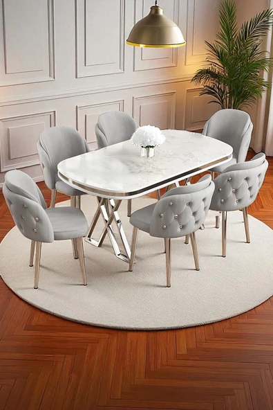 Kaktüs Avm 6'lı Mutfak Sandalyesi Salon Sandalyesi Yemek Odası Sandalyesi Papel Sandalye Baby Face ürün görseli