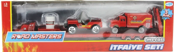 Die Cast Metal Tırlı ve Jeepli İtfaiye Seti - Resim 2