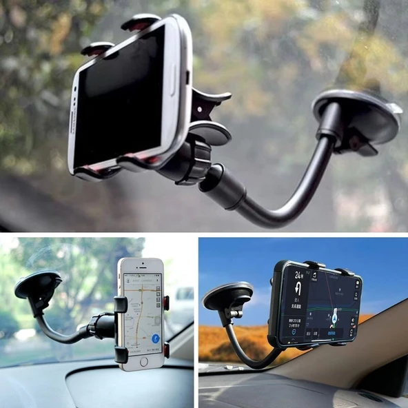 Akrobat Cama Sabitlenen Güçlü Vakumlu 360 Derece Dönen Tüm Modellere Uyan Oto Telefon Tutucu - Resim 2