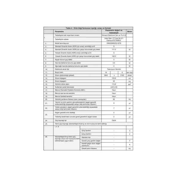 Sunny SN65QMN252 4K Ultra HD 65" 165 Ekran Uydu Alıcılı webOS Smart QLED TV - Resim 5