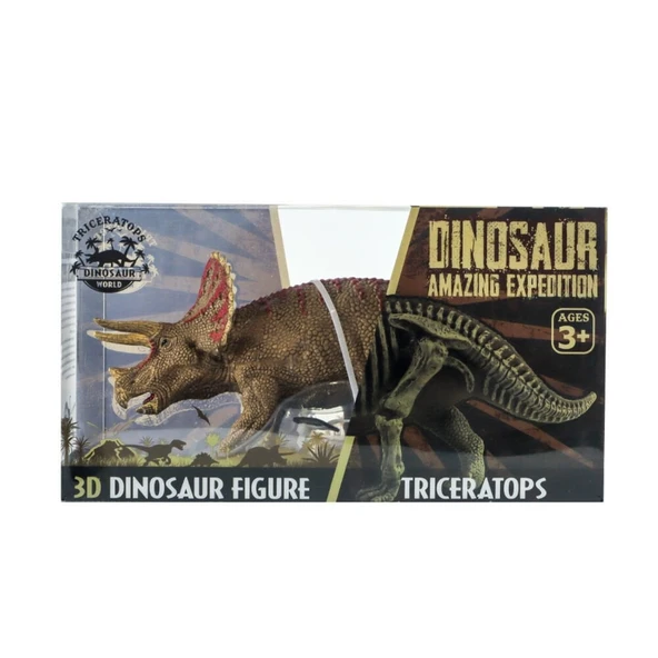 Sert Plastik Dinozor Figürü Triceratops - Resim 3