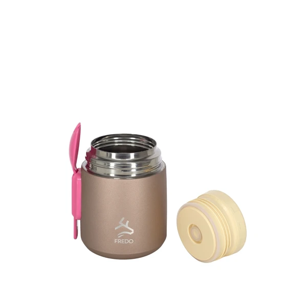 Duo Dine Bebek Rose Gold Mama Kabı & Yemek Saklama Termosu, Mug - 8 Saat Sıcak, 12 Saat Soğuk Tutma 500 ml - Resim 3