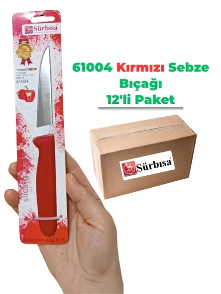 Sürbisa 61004 Sebze Bıçağı Kırmızı 1 Koli (12 adet) - 1