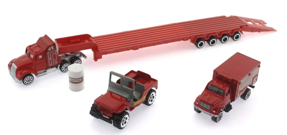 Die Cast Metal Tırlı ve Jeepli İtfaiye Seti - Resim 3