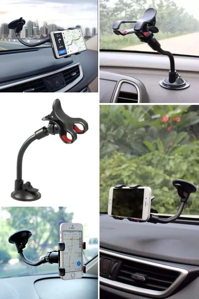 Akrobat Cama Sabitlenen Güçlü Vakumlu 360 Derece Dönen Tüm Modellere Uyan Oto Telefon Tutucu - Resim 6