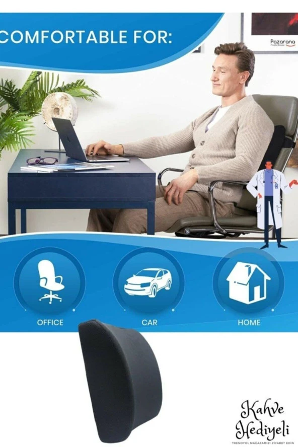 Ofis Koltuk Bel Sırt Minderi Destek Yastığı - 5