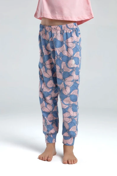 U.S. Polo Assn. Kız Çocuk Somon Kısa Kol Paça Lastikli Pijama Takım - Resim 4