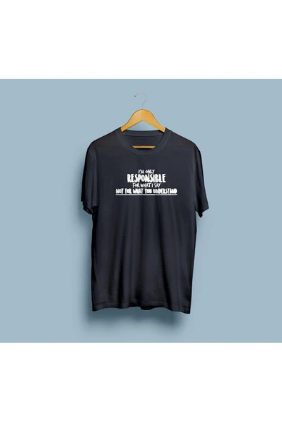Oversize I am only Responsible yazılı unisex T-shirt - Resim 8
