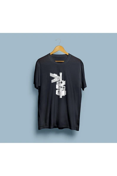 Oversize West Side tabelaları tasarımlı unisex T-shirt - Resim 6