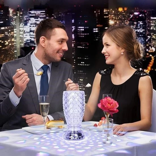 Balık Süzgeç Model USB Şarjlı Kumandalı 16Farklı Işık Modlu Masa Üstü Kristal Akrilik Led - Resim 4