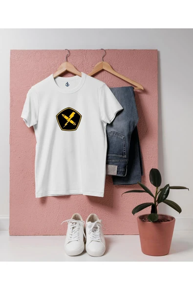 Oversize Mermi ve Elektrik Logo Unisex T-shirt - Resim 7