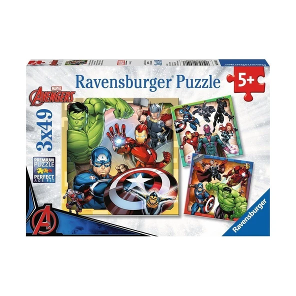 80403 Marvel Avengers 3x49 parça Ravensburger Puzzle - Resim 2