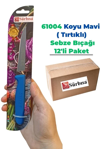 Sürbisa 61004 Sebze Bıçağı Koyu Mavi Lz 1 Koli (12 adet Tırtıklı ) - 1