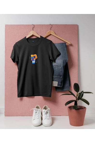 Oversize Kitaplar ve Para Mini Dalgıç tasarım unisex T-shirt - 6