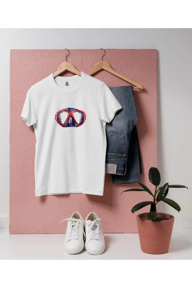 Oversize Dalış Gözlüğü Tasarım unisex T-shirt - Resim 8