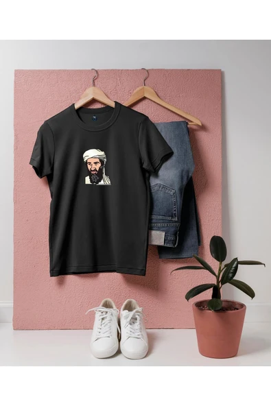 Oversize Usame Bin Ladin Tasarım unisex T-shirt - Resim 5