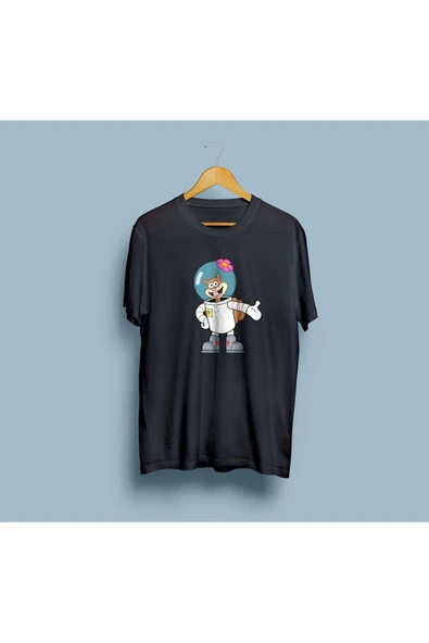 Oversize Sandy Cheeks / Sponge Bob tasarımlı unisex T-shirt - Resim 5