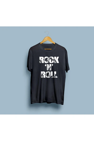 Oversize ROCK'N ROLL tasarımlı unisex T-shirt - Resim 7
