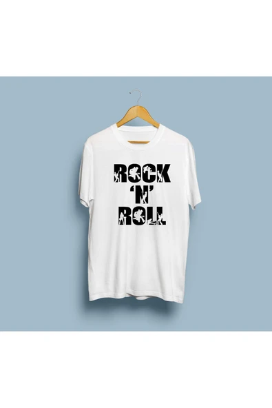 Oversize ROCK'N ROLL tasarımlı unisex T-shirt - Resim 4