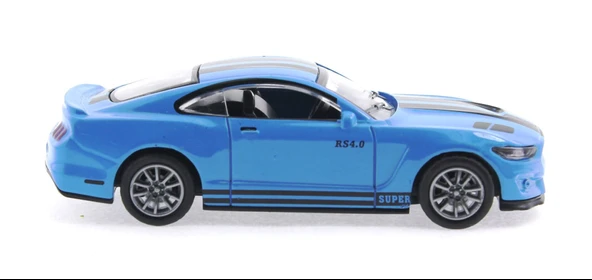 Die Cast Çek Bırak Metal Mavi Spor Araba - Resim 3