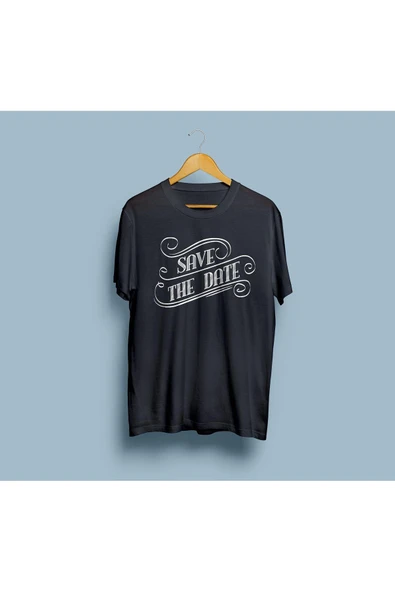 Oversize Save The Date yazılı unisex T-shirt - Resim 6