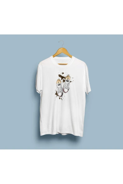 Oversize Converce Ayakkabı Tasarım Unisex T-shirt - 2