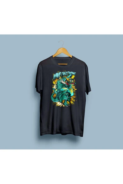 Oversize Wave İ'm Coming (dragon) baskılı T-shirt - Resim 5