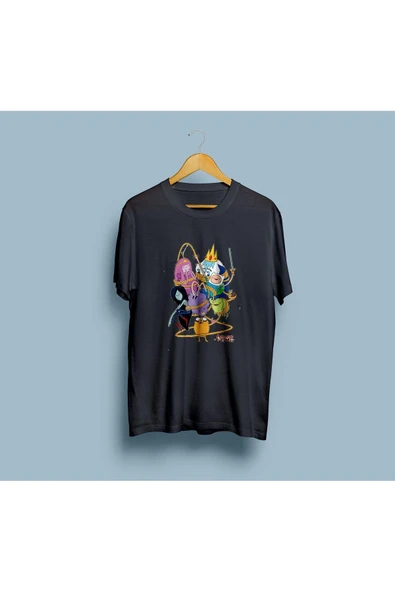 Oversize Adventure Time Karakterleri Baskılı Tasarım Unisex T-shirt - Resim 2