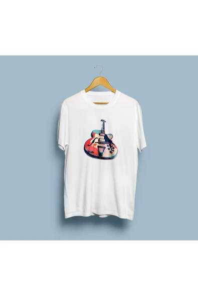 Oversize Gitar / Guitar Tasarım unisex T-shirt - Resim 4