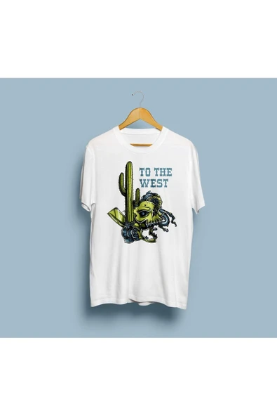 Oversize To The West Kaktüs Tasarım unisex T-shirt - Resim 4