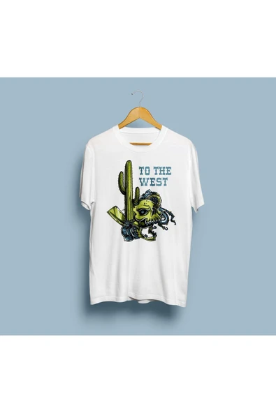 Oversize To The West Kaktüs Tasarım unisex T-shirt - Resim 2