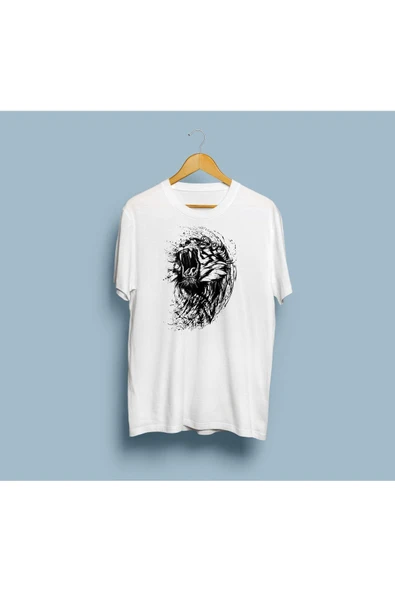 Oversize Siyah Aslan Tasarım unisex T-shirt ürün görseli
