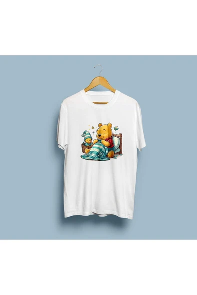 Oversize Winnie The Pooh Tasarım unisex T-shirt - Resim 4