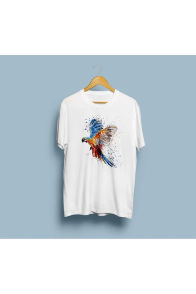 Oversize Parrots/papağan tasarımlı unisex T-shirt ürün görseli