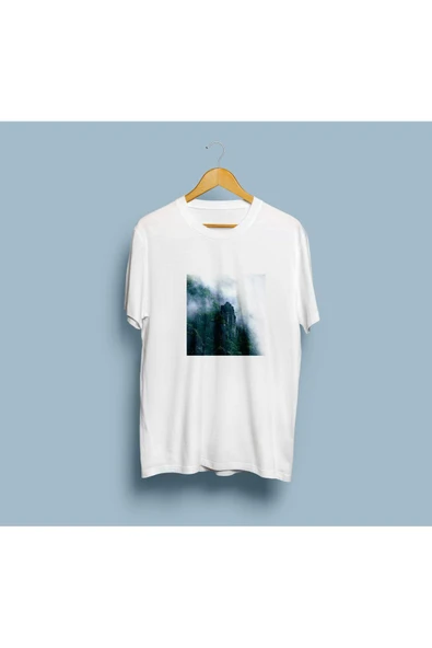 Oversize Orman ve Uçurum Tasarım Unisex T-shirt - Resim 4