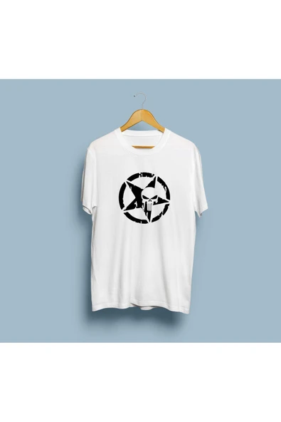 Oversize Yıldız Punisher Tasarım Unisex T-shirt - Resim 2