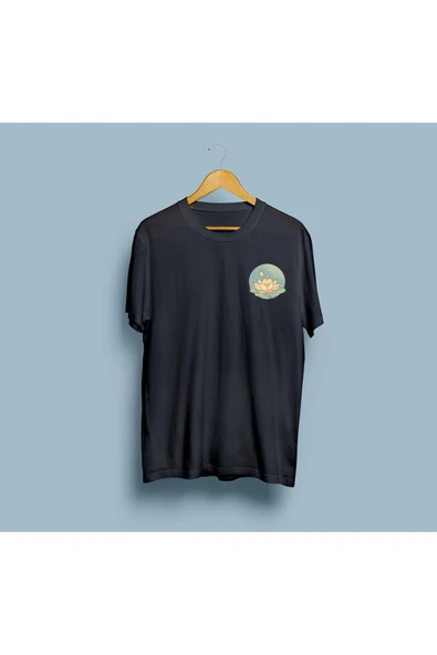 Oversize Lotus Çiçeği cep tasarım unisex T-shirt - Resim 2