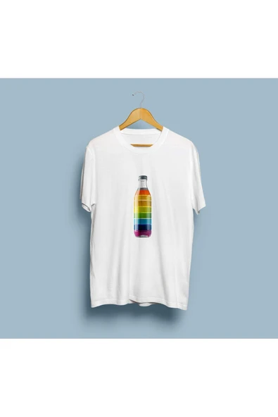 Oversize Renkli / Gökkuşağı Pet Şişe tasarım unisex T-shirt ürün görseli 1