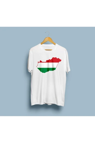 Oversize Hungary / Macaristan Haritası tasarım unisex T-shirt - Resim 2