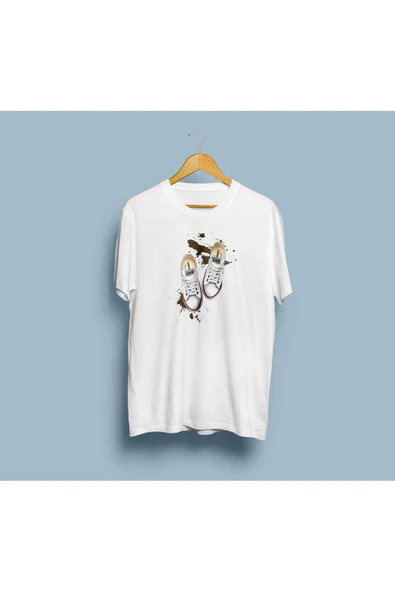 Oversize Converce Ayakkabı Tasarım Unisex T-shirt - 4