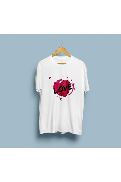 Oversize Love / Aşk ve Kalp tasarım unisex T-shirt - Resim 3