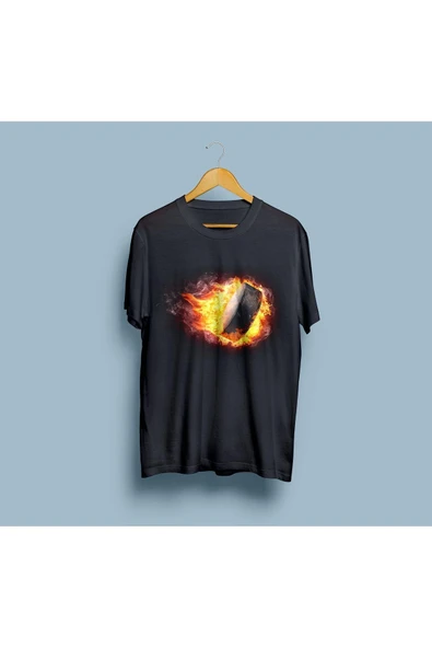 Oversize Burning Ball Tasarım Unisex T-shirt - Resim 6
