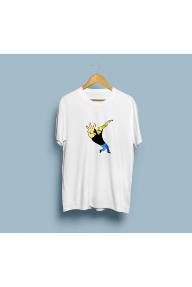 Oversize Johhny Bravo tasarımlı unisex T-shirt - Resim 4