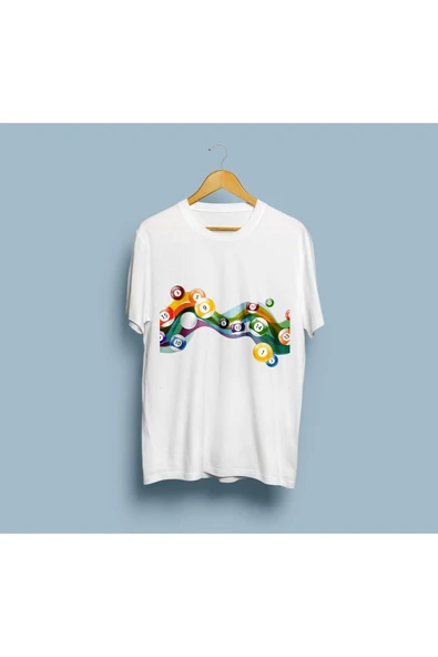 Oversize Bilardo Topları Tasarım Unisex T-shirt - Resim 2