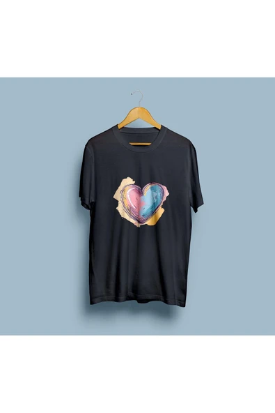 Oversize Renki Kalp tasarım unisex T-shirt - Resim 8