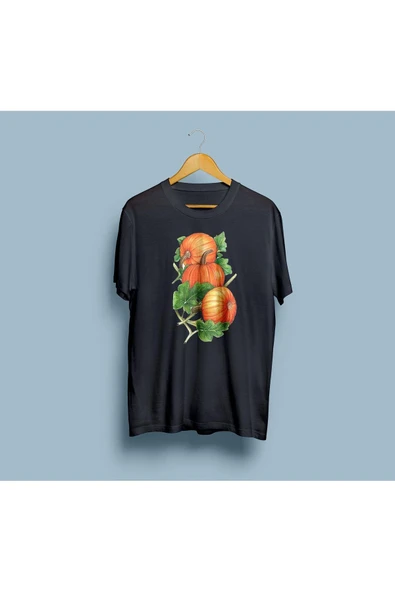 Oversize Balkabağı Tasarım Unisex T-shirt - Resim 6