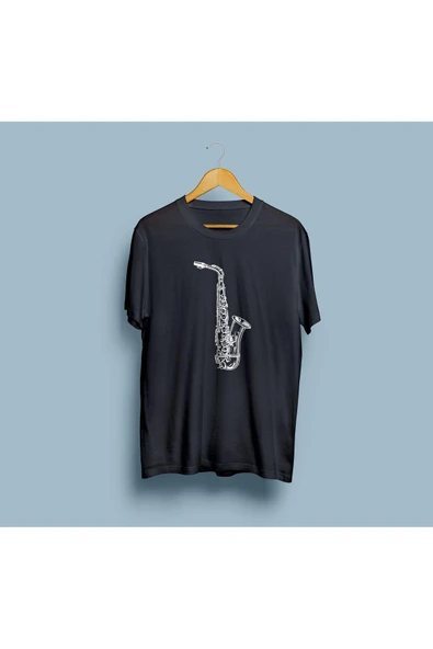 Oversize Saksafon Enstrüman Tasarım Unisex T-shirt ürün görseli