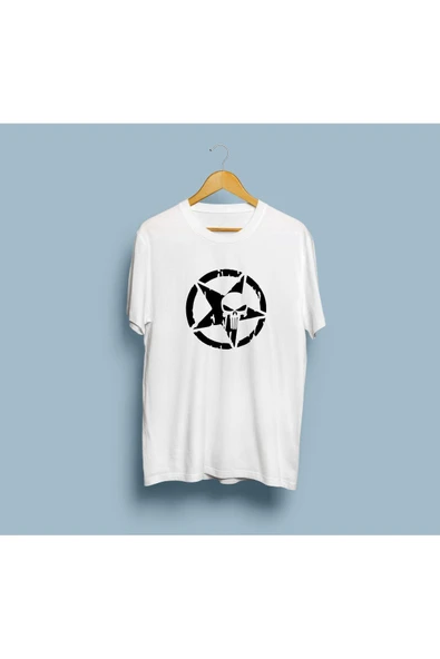 Oversize Yıldız Punisher Tasarım Unisex T-shirt ürün görseli