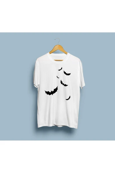 Oversize Yarasa baskılı tasarım t-shirt - Resim 2