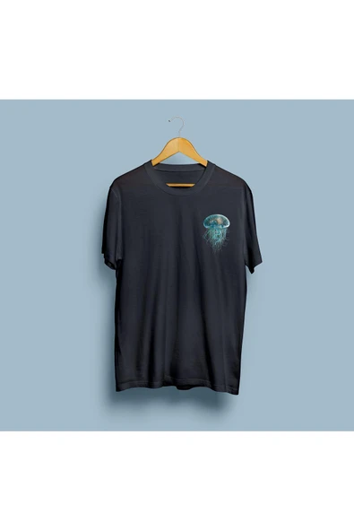 Oversize Jellyfish Tasarım Unisex T-shirt - Resim 6